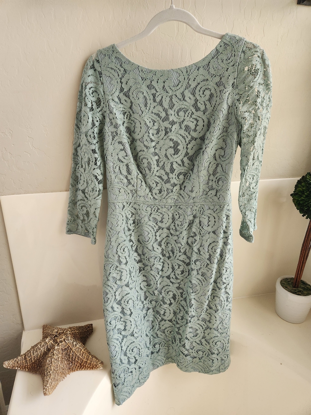 J. Crew Light Sage Lace Long Sleeve Sheath Dress